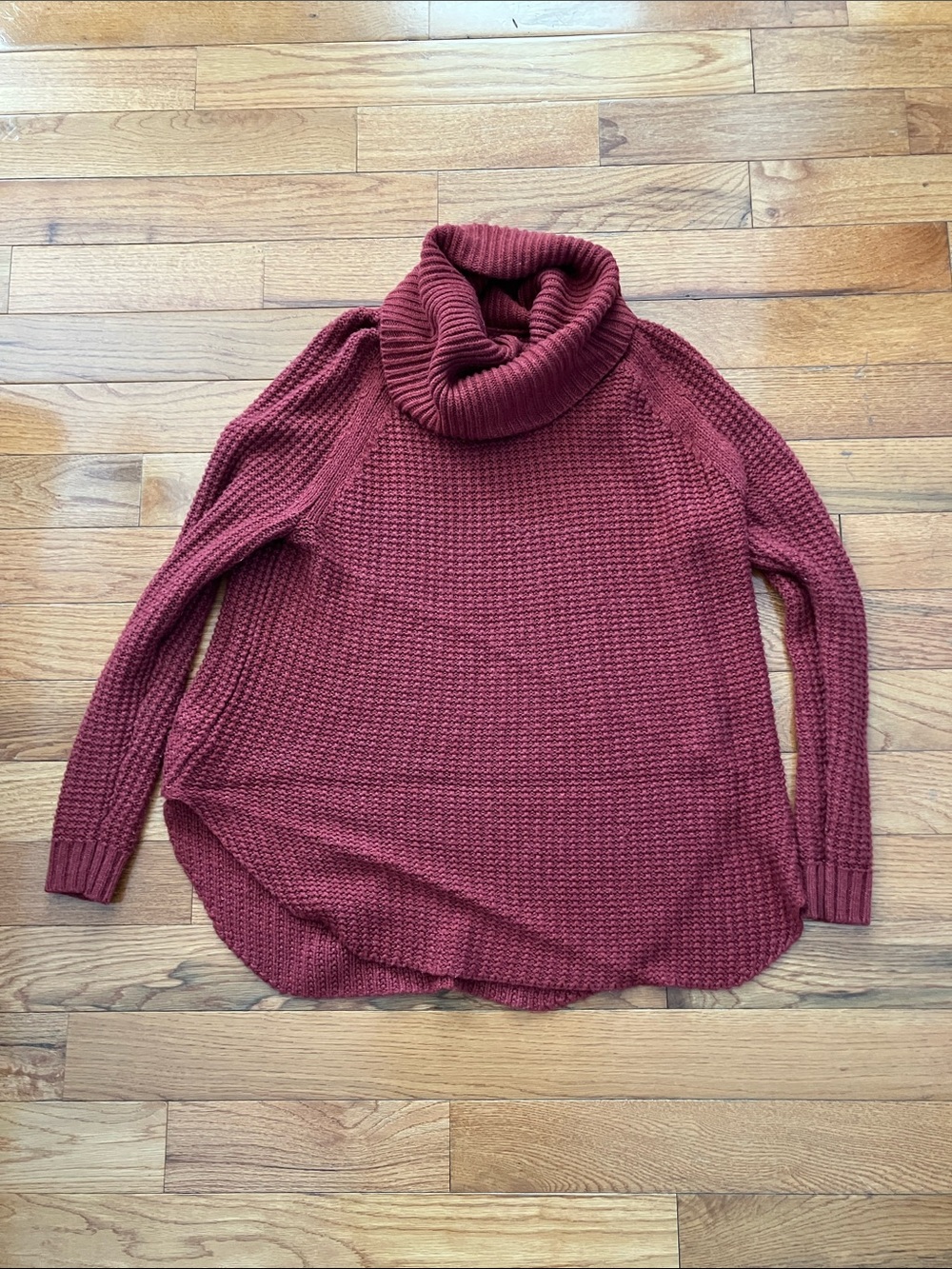 a new day - Women’s Rust Orange Cowl Neck Sweater - Large